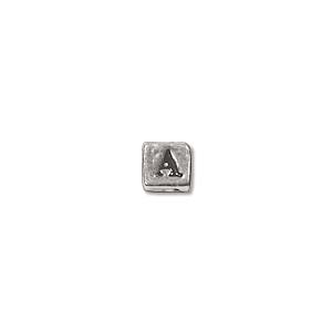 Sterling Silver Beads - 3.5mm Alphabet Cube Bead (2mm hole) Letter A x1
