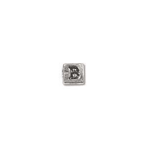 Sterling Silver Beads - 3.5mm Alphabet Cube Bead (2mm hole) Letter B x1