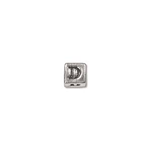 Sterling Silver Beads - 3.5mm Alphabet Cube Bead (2mm hole) Letter D x1