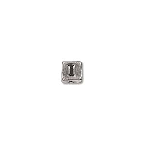 Sterling Silver Beads - 3.5mm Alphabet Cube Bead (2mm hole) Letter I x1