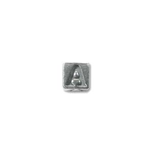 Sterling Silver Beads - 5.5mm Alphabet Cube Bead (3.5mm hole) Letter A x1