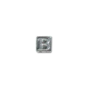 Sterling Silver Beads - 4.5mm Alphabet Cube Bead (2.7mm hole) Letter B x1