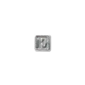 Sterling Silver Beads - 4.5mm Alphabet Cube Bead (2.7mm hole) Letter E x1