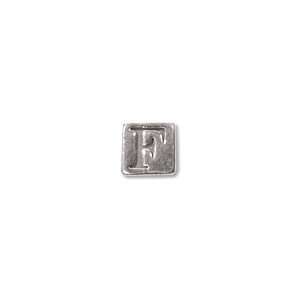 Sterling Silver Beads - 4.5mm Alphabet Cube Bead (2.7mm hole) Letter F x1
