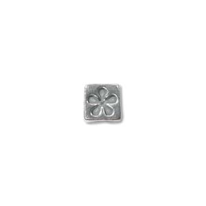 Sterling Silver Beads - 4.5mm Alphabet Cube Bead (2.7mm hole) Flower x1