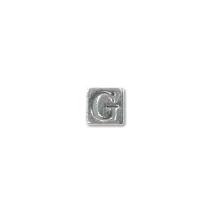 Sterling Silver Beads - 4.5mm Alphabet Cube Bead (2.7mm hole) Letter G x1