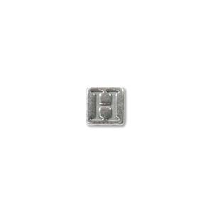Sterling Silver Beads - 4.5mm Alphabet Cube Bead (2.7mm hole) Letter H x1