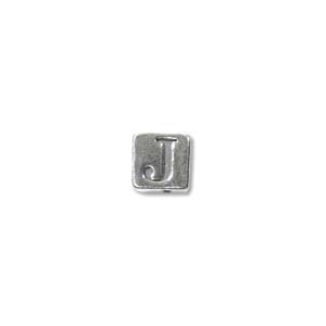 Sterling Silver Beads - 4.5mm Alphabet Cube Bead (2.7mm hole) Letter J x1