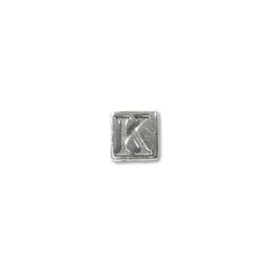 Sterling Silver Beads - 4.5mm Alphabet Cube Bead (2.7mm hole) Letter K x1