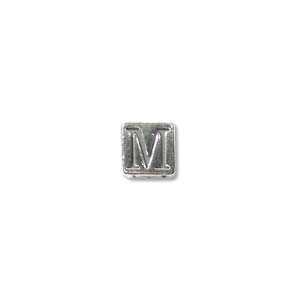 Sterling Silver Beads - 4.5mm Alphabet Cube Bead (2.7mm hole) Letter M x1