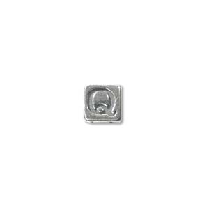 Sterling Silver Beads - 4.5mm Alphabet Cube Bead (2.7mm hole) Letter Q x1