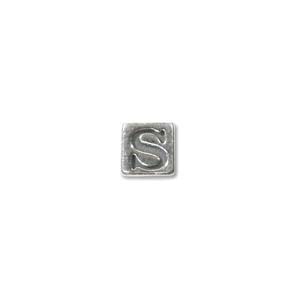 Sterling Silver Beads - 4.5mm Alphabet Cube Bead (2.7mm hole) Letter S x1