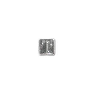 Sterling Silver Beads - 4.5mm Alphabet Cube Bead (2.7mm hole) Letter T x1