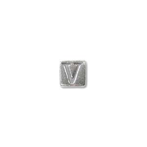 Sterling Silver Beads - 4.5mm Alphabet Cube Bead (2.7mm hole) Letter V x1