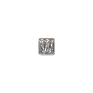 Sterling Silver Beads - 4.5mm Alphabet Cube Bead (2.7mm hole) Letter W x1