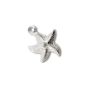 Sterling Silver Charms - 12.6x9.6mm Starfish Stamping x1