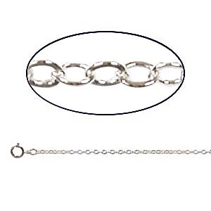 Sterling Silver 1.25mm Flat Cable Chain Necklace - 18 inch - 45cm