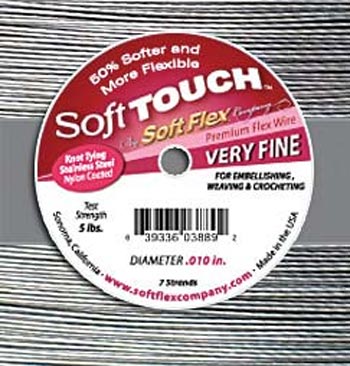 Soft Flex - Soft Touch 7 Strand Beading Wire - Very Fine .010 10ft / 3.05m roll Satin Silver