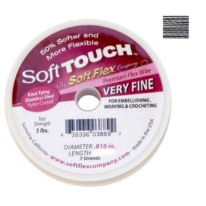 Soft Flex - Soft Touch 7 Strand Beading Wire - Very Fine .010 30ft / 9.2m roll Satin Silver