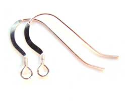 Sterling Silver 22g Flat Earwires with coil x1 pr