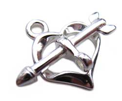Sterling Silver 12x19mm Heart and Arrow Toggle x1