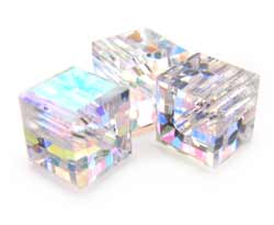 Swarovski Crystal 4mm Cube Beads - Crystal Aurora Boreale AB x1