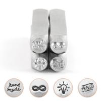 ImpressArt Symbols Collection 6mm Metal Stamping Design Punches (4pc Handmade, Infinity, AND, Lightbulb)