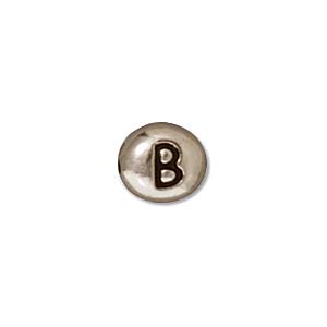 TierraCast Alphabet Beads  7x6mm Oval Antique Rhodium Plated Letter B