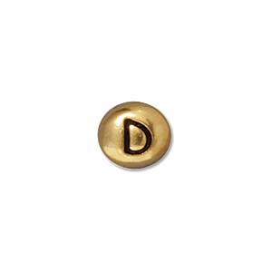 TierraCast Alphabet Beads  7x6mm Oval Antique Gold Plated Letter D