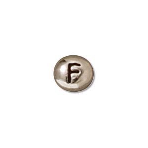 TierraCast Alphabet Beads  7x6mm Oval Antique Rhodium Plated Letter F