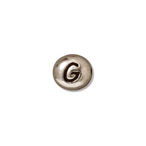 TierraCast Alphabet Beads  7x6mm Oval Antique Rhodium Plated Letter G