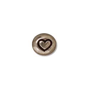 TierraCast Alphabet Beads  7x6mm Oval Antique Rhodium Plated Heart Symbol