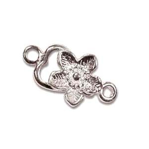 Flower Hook & Eye Clasp (18x9.5mm) Silver Plated