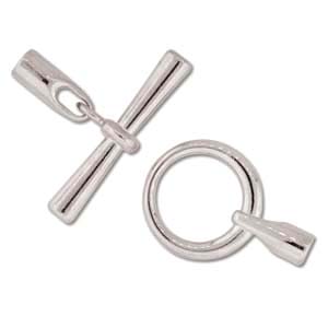 Kumihimo Glue in Toggle 3mm id Silver Plated x1