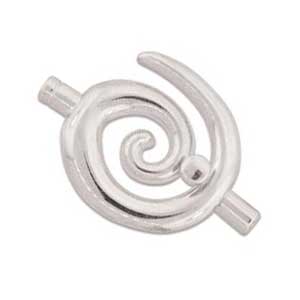 Kumihimo Glue in Large Swirl Clasp 3mm id Silver Plated x1