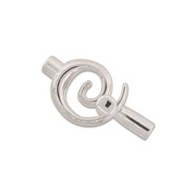 Kumihimo Glue in Swirl Clasp 3mm id Silver Plated x1