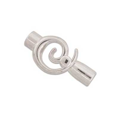 Kumihimo Glue in Swirl Clasp 6mm id Silver Plated x1