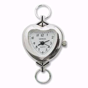 Geneva Heart Watch Face for Beading Looped Silver (D06)