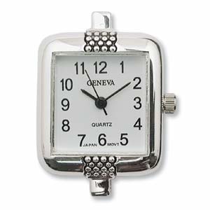 Geneva Square Watch Face for Beading Silver (D05)