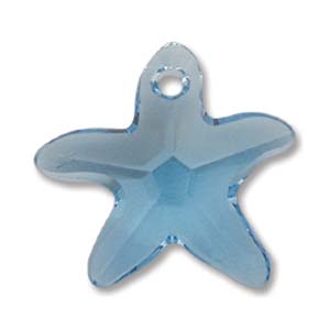 Swarovski Crystal Pendants Starfish 16mm Aquamarine x1