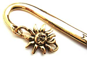 Celestial ~ The Sun, Moon and Stars! ~ Charm ~ Gold Pewter Bookmark