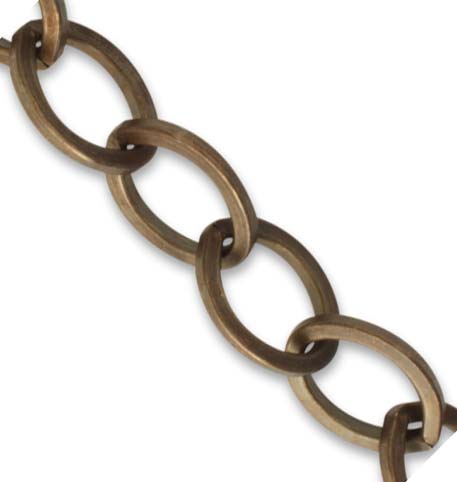 Vintaj Natural Brass 11.3mm Flat Oval Chain (open link) per half foot