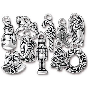 TierraCast Pewter Silver Plated Christmas Past Charm Collection