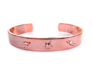 Pure 100% COPPER Bracelet Cuff - Bangle  3 loops for beading