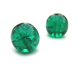 Czech Glass Crackle Beads ~ Round 8mm x25 Emerald