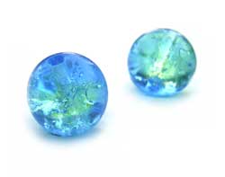 Czech Glass Crackle Beads ~ Round 6mm x25 Blue Green