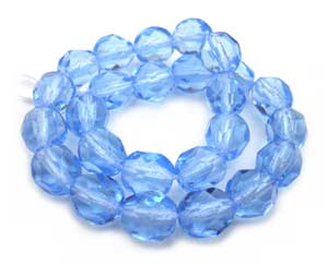 Czech Glass Fire Polished beads 6mm - x25 Sapphire Light