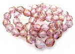 Czech Fire Polished beads 4mm Luster Topaz Pink x50