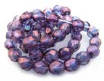 Czech Fire Polished beads 4mm Luster Transparent Amethyst x50