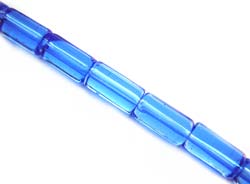 Chinese Glass Cylinder Tube Beads 9x5mm - Sapphire x25
